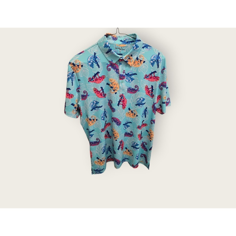 🆕 Birdie Bound Men's Novelty Print Golf Polo Shirt Blue Size M